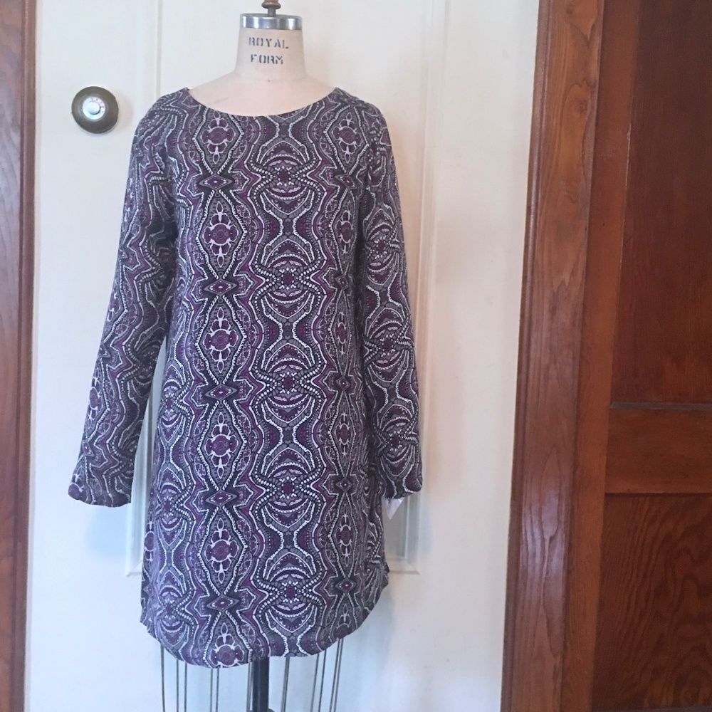prAna CeCe Purple + Grey Medallion Shift Dress XL